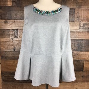 Worthington Gray Jewel Tank Top Blouse 2X
